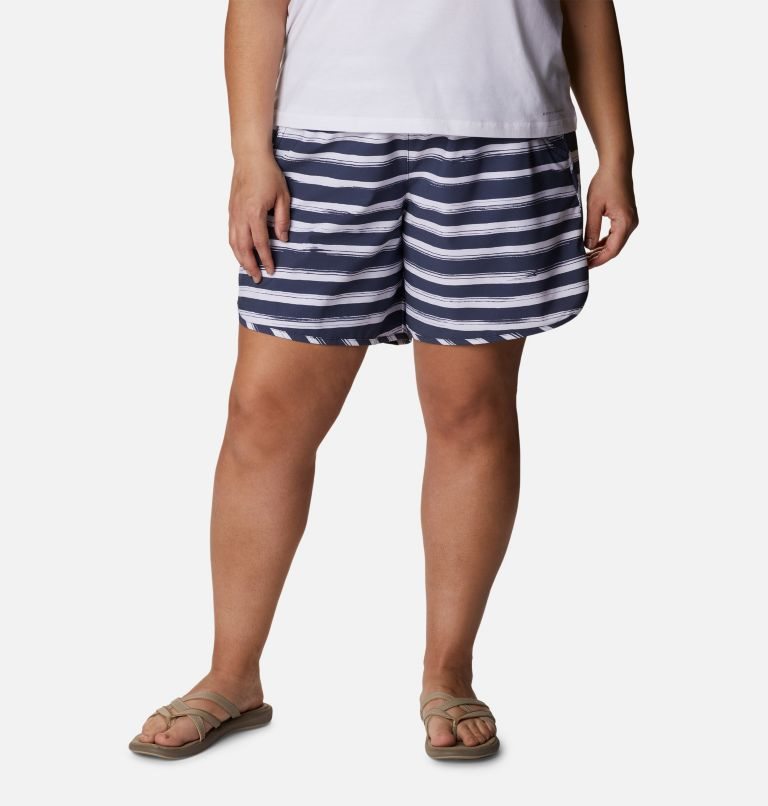 Women\'s Columbia Bogata Bay Stretch Printed Shorts Stripe | Plus Size CA-Q34L6